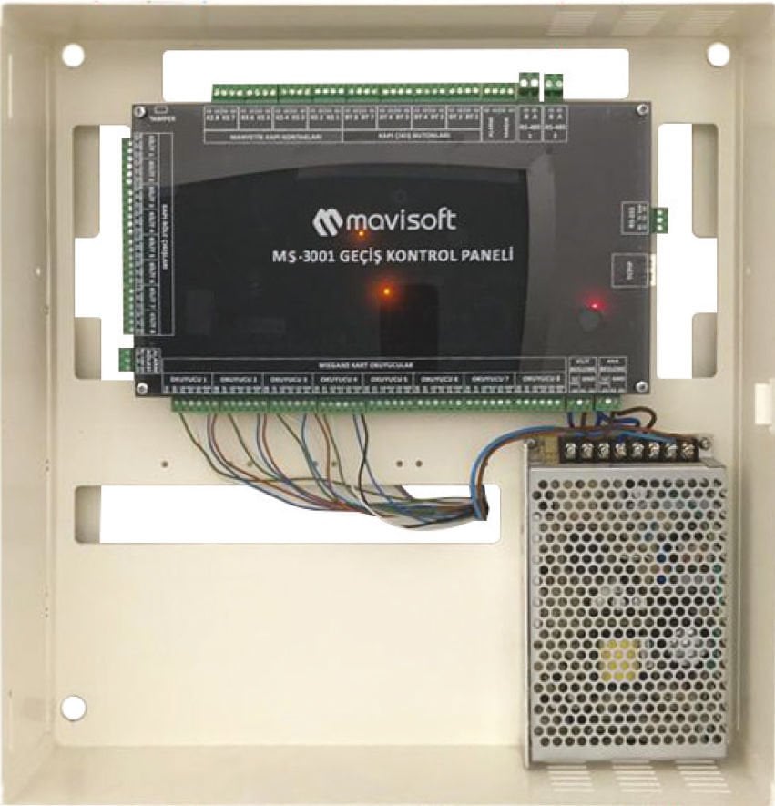 MaviSoft MS-3001  8 Kapı Wiegand/8 Kapı OSDP Geçiş Kontrol Paneli